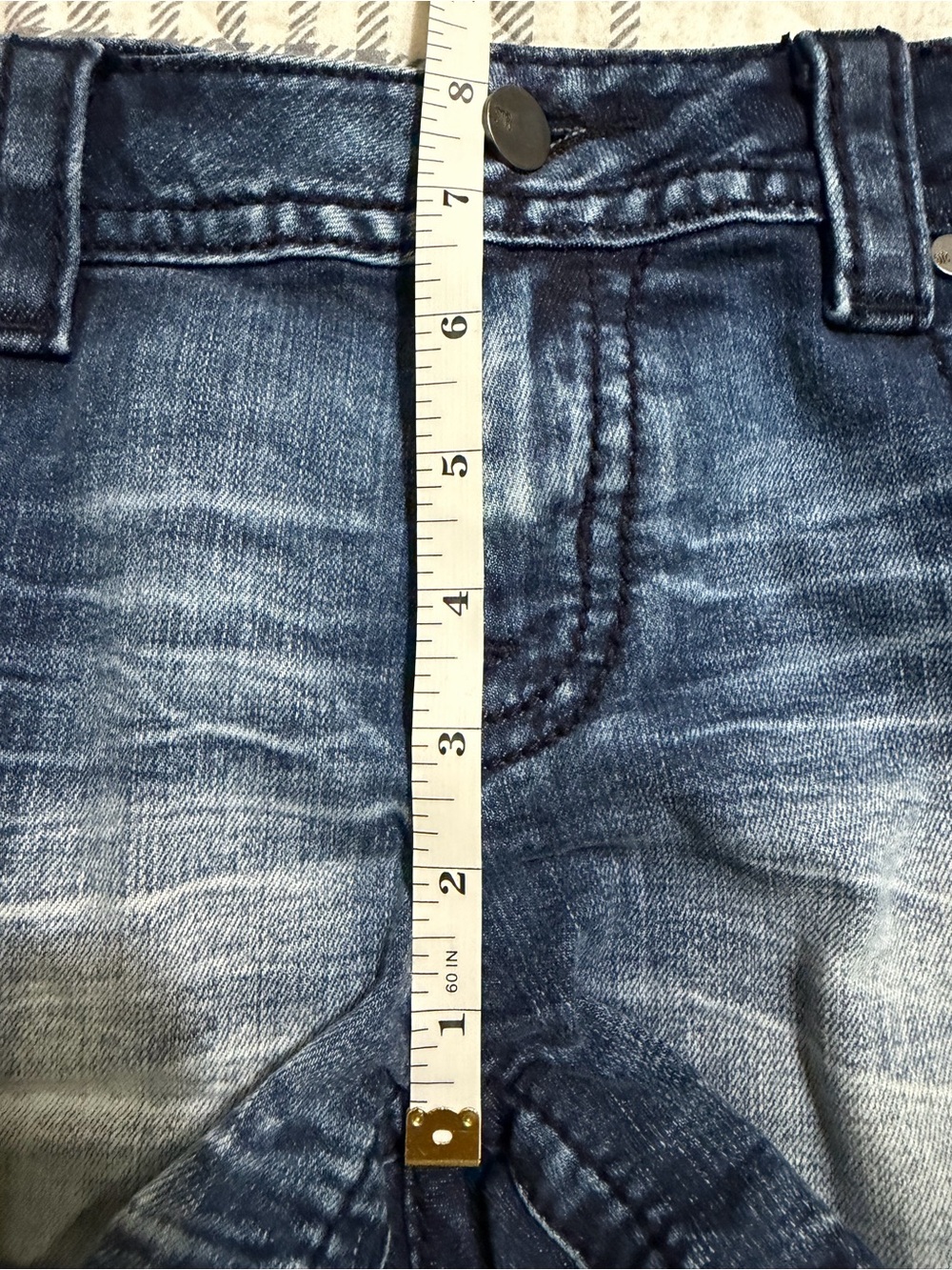 Miss Me Distressed Embellished Blue Denim Shorts - Picture 3 of 9